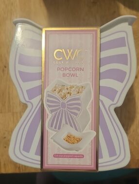 CWC Popcorn Bowl - Purple & White Bow Design